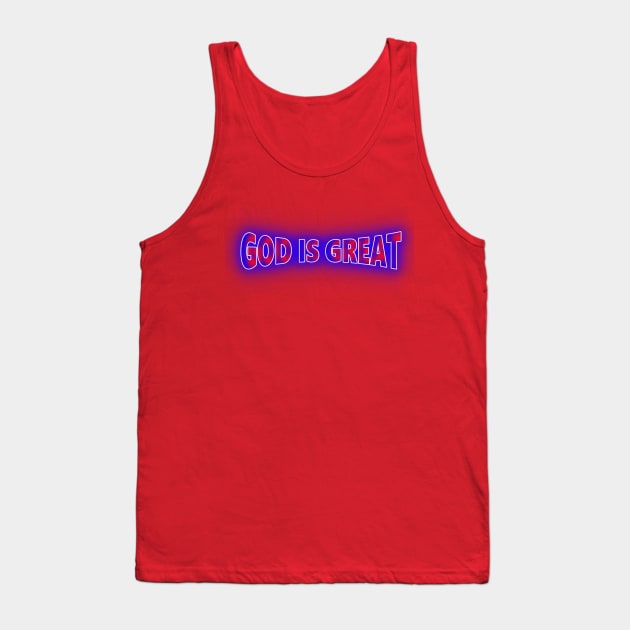 NEON RETRO RED WHITE & BLUE GOD IS GREAT Tank Top by Creative Creation